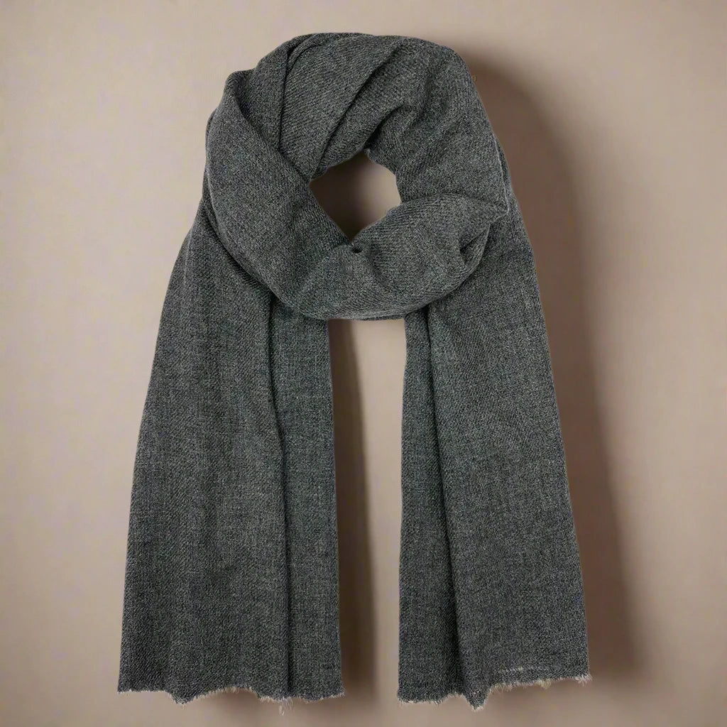 PoshWinter™ Charcoal Handloom Cashmere Scarf | Timeless Elegance & Cozy Warmth