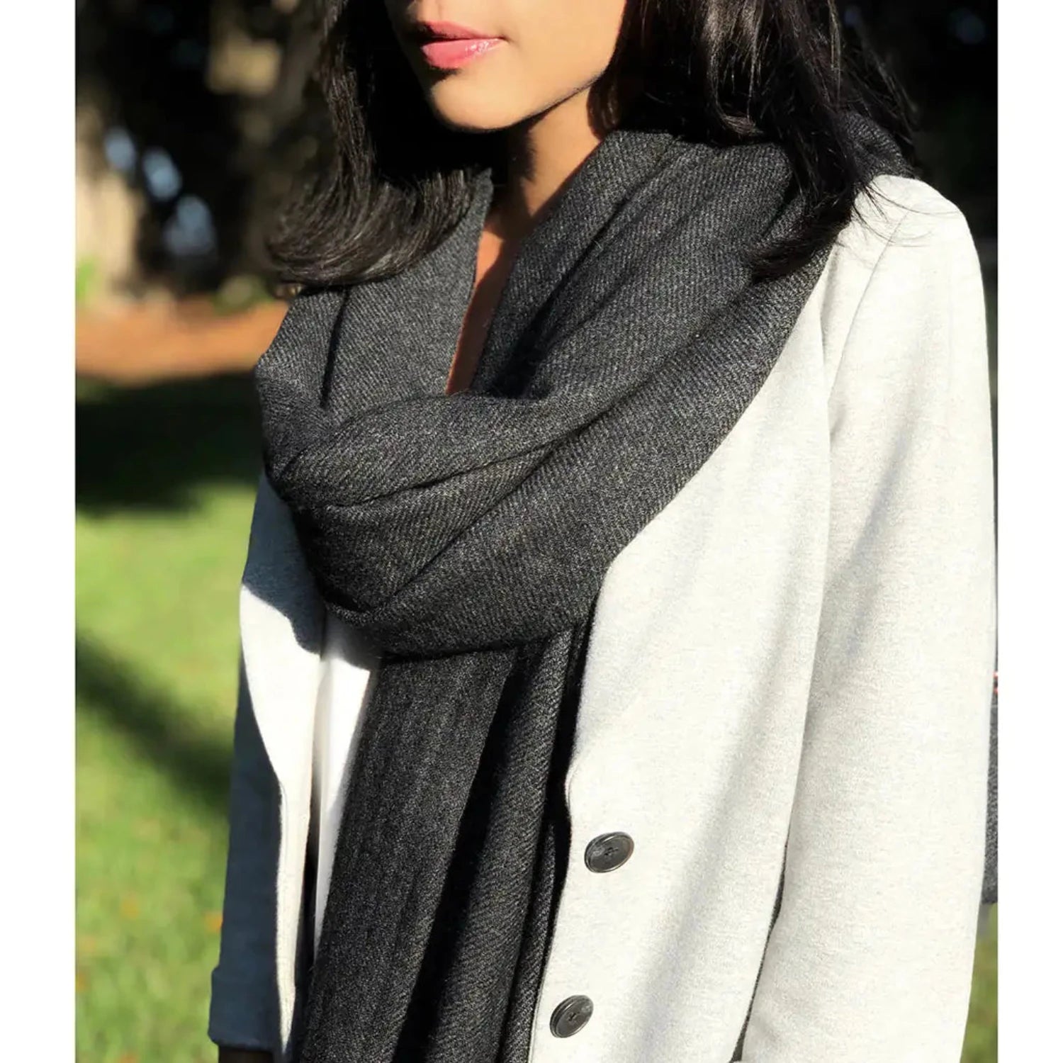 dark grey cashmere scarf