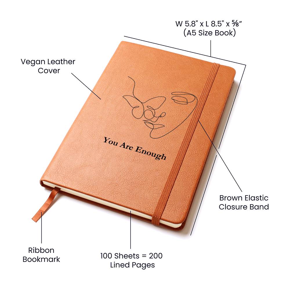 PoshInspire™ You Are Enough Vegan Leather Journal | Custom Printed & Lightweight