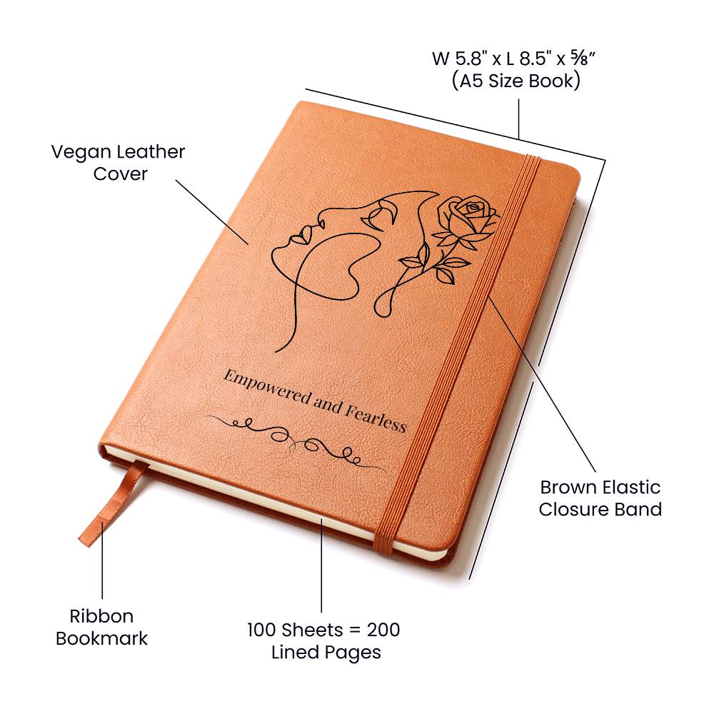 PoshInspire™ Empowered & Fearless Vegan Leather Journal | Custom Printed & Lightweight