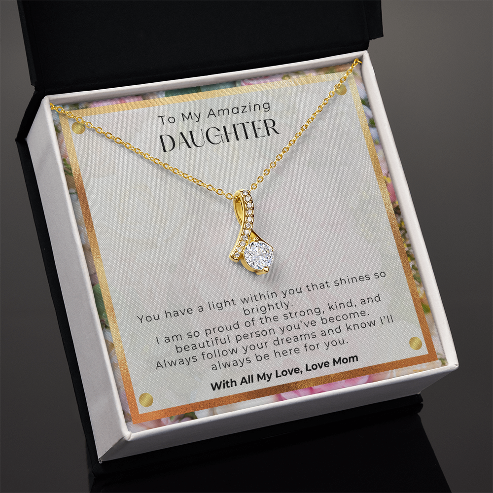 PoshShimmer™ Alluring Beauty Necklace for Daughter | Personalized Message Gift She’ll Treasure