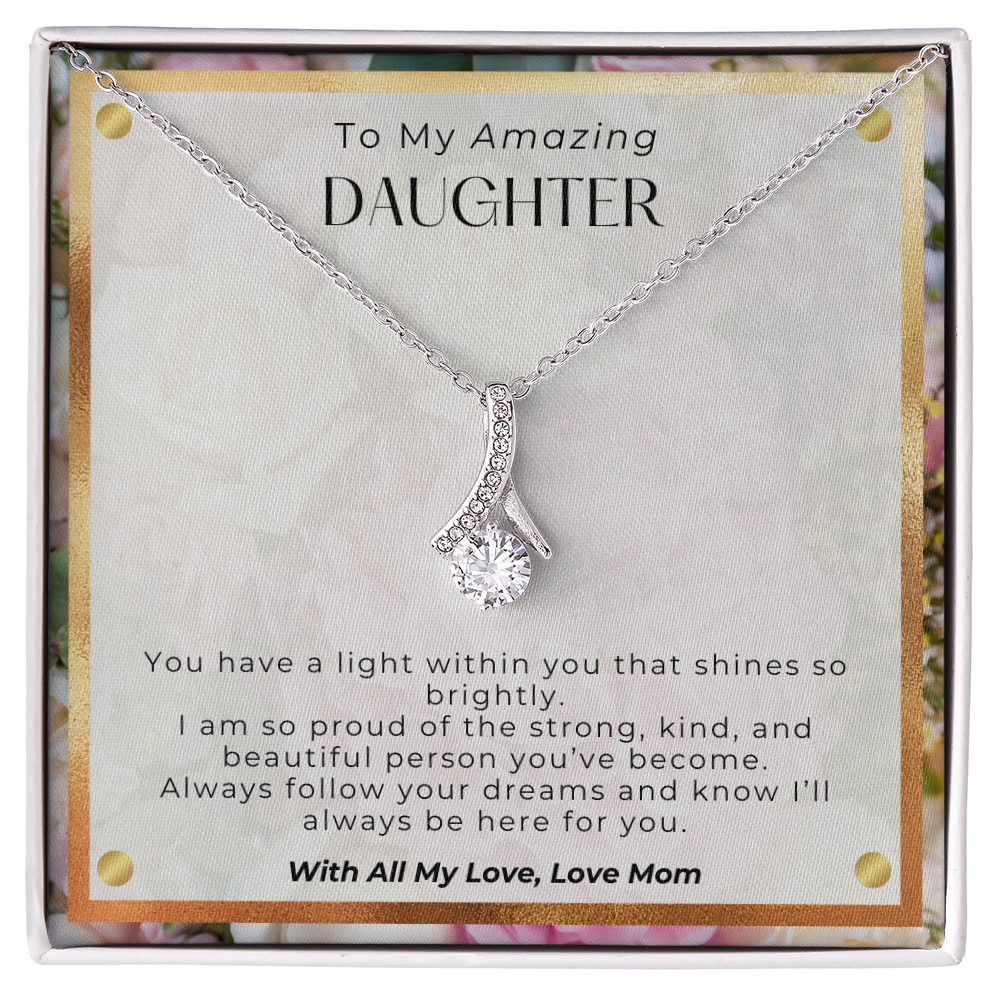 PoshShimmer™ Alluring Beauty Necklace for Daughter | Personalized Message Gift She’ll Treasure