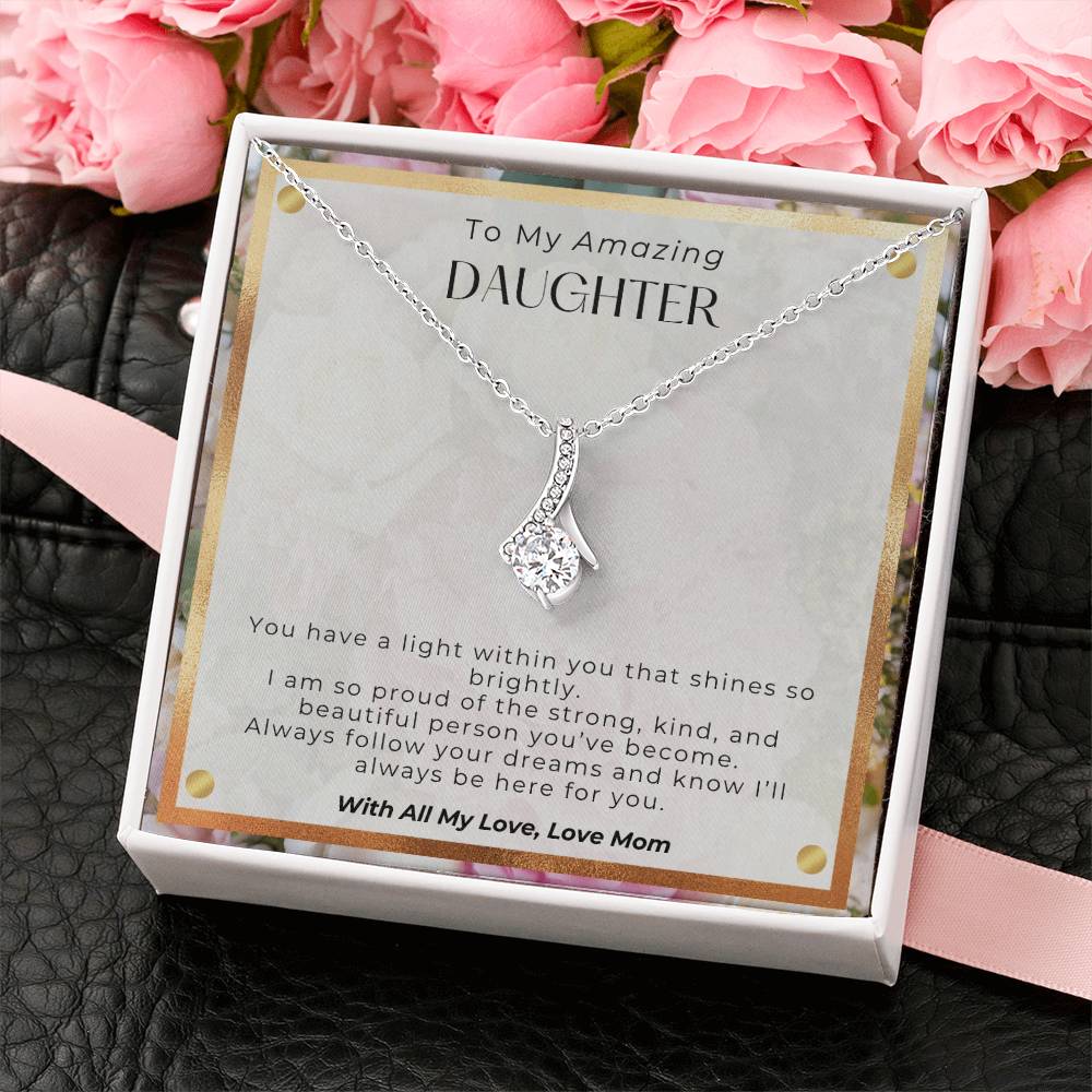 PoshShimmer™ Alluring Beauty Necklace for Daughter | Personalized Message Gift She’ll Treasure