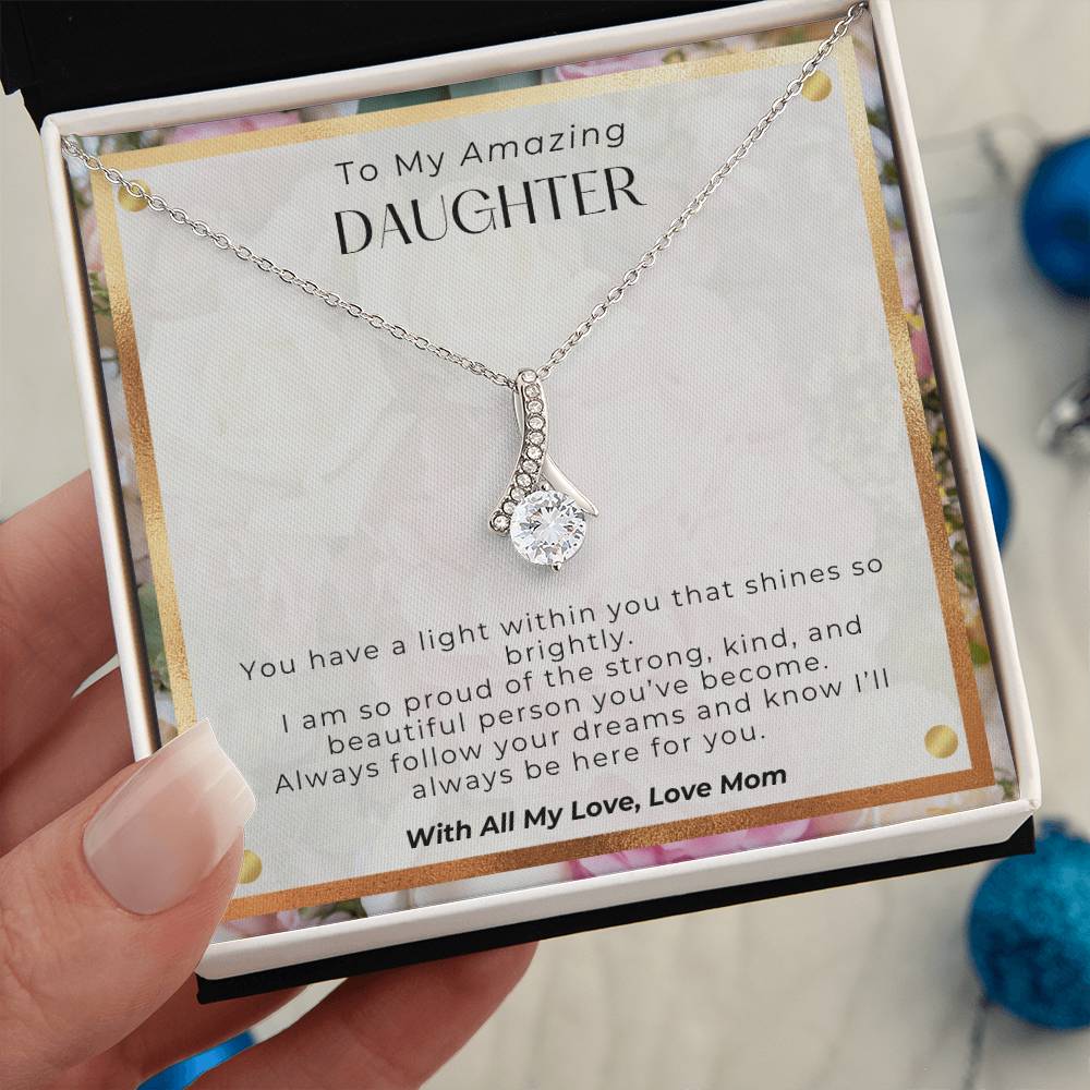 PoshShimmer™ Alluring Beauty Necklace for Daughter | Personalized Message Gift She’ll Treasure