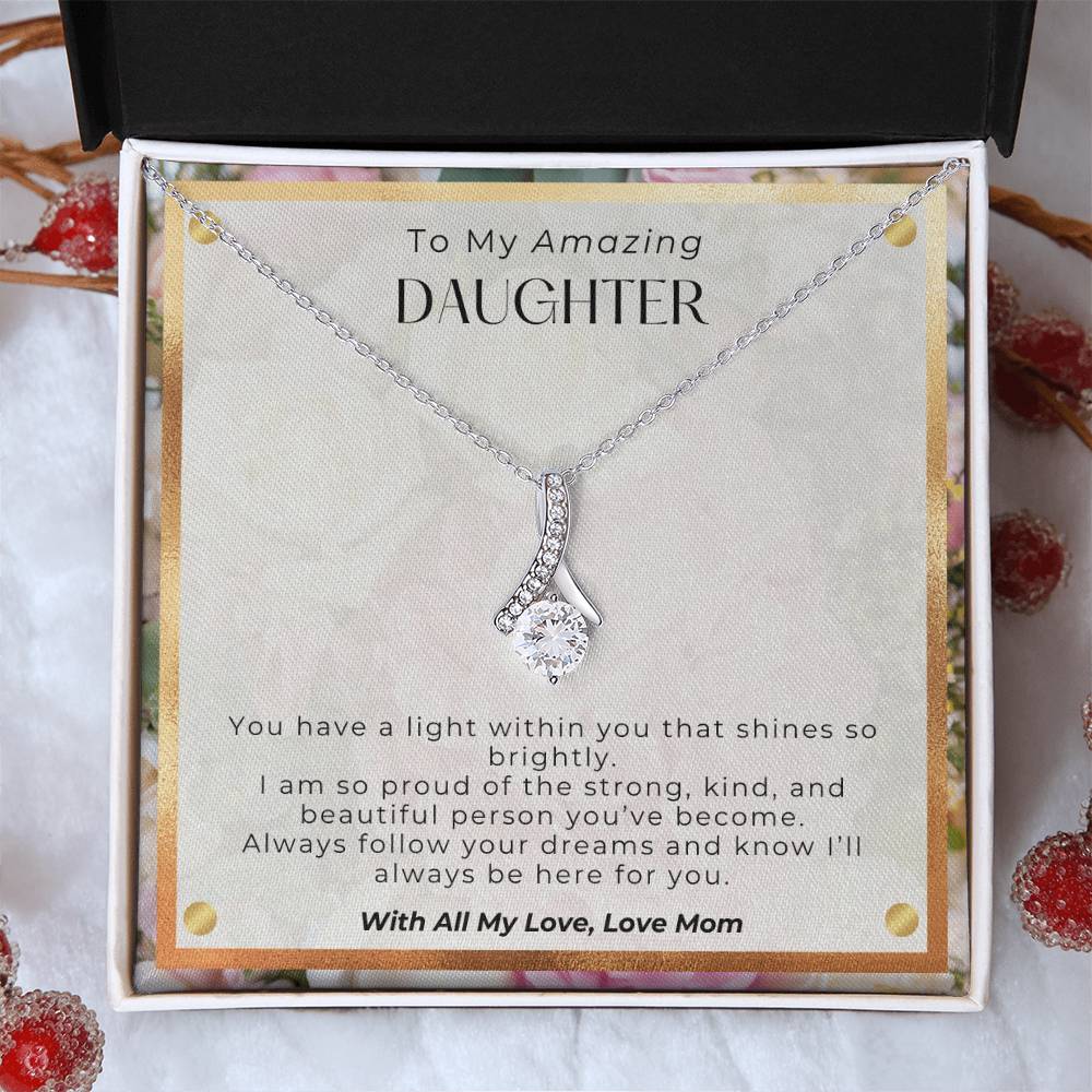 PoshShimmer™ Alluring Beauty Necklace for Daughter | Personalized Message Gift She’ll Treasure