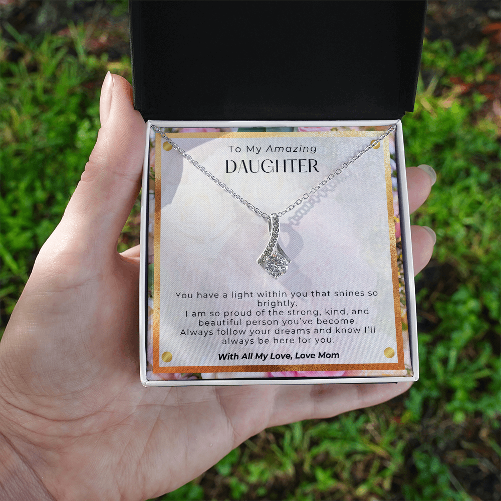 PoshShimmer™ Alluring Beauty Necklace for Daughter | Personalized Message Gift She’ll Treasure