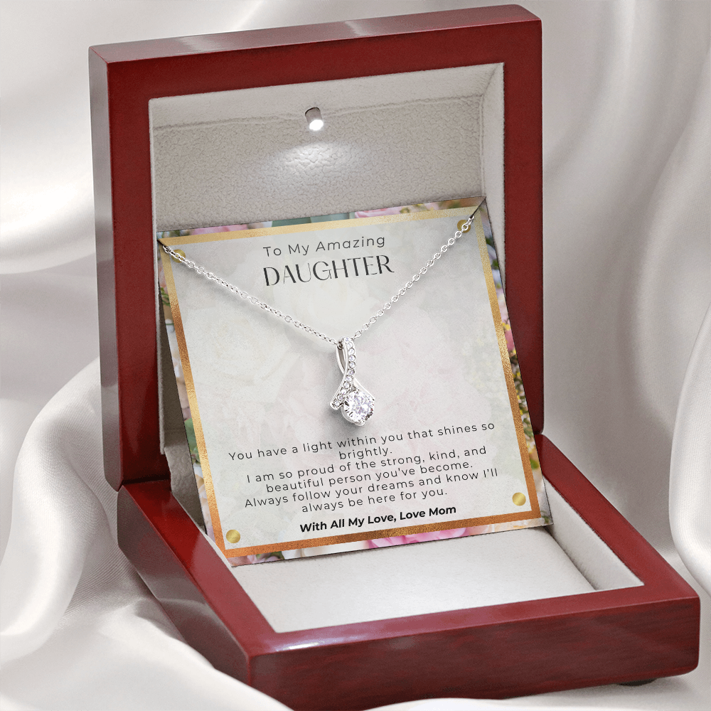 PoshShimmer™ Alluring Beauty Necklace for Daughter | Personalized Message Gift She’ll Treasure