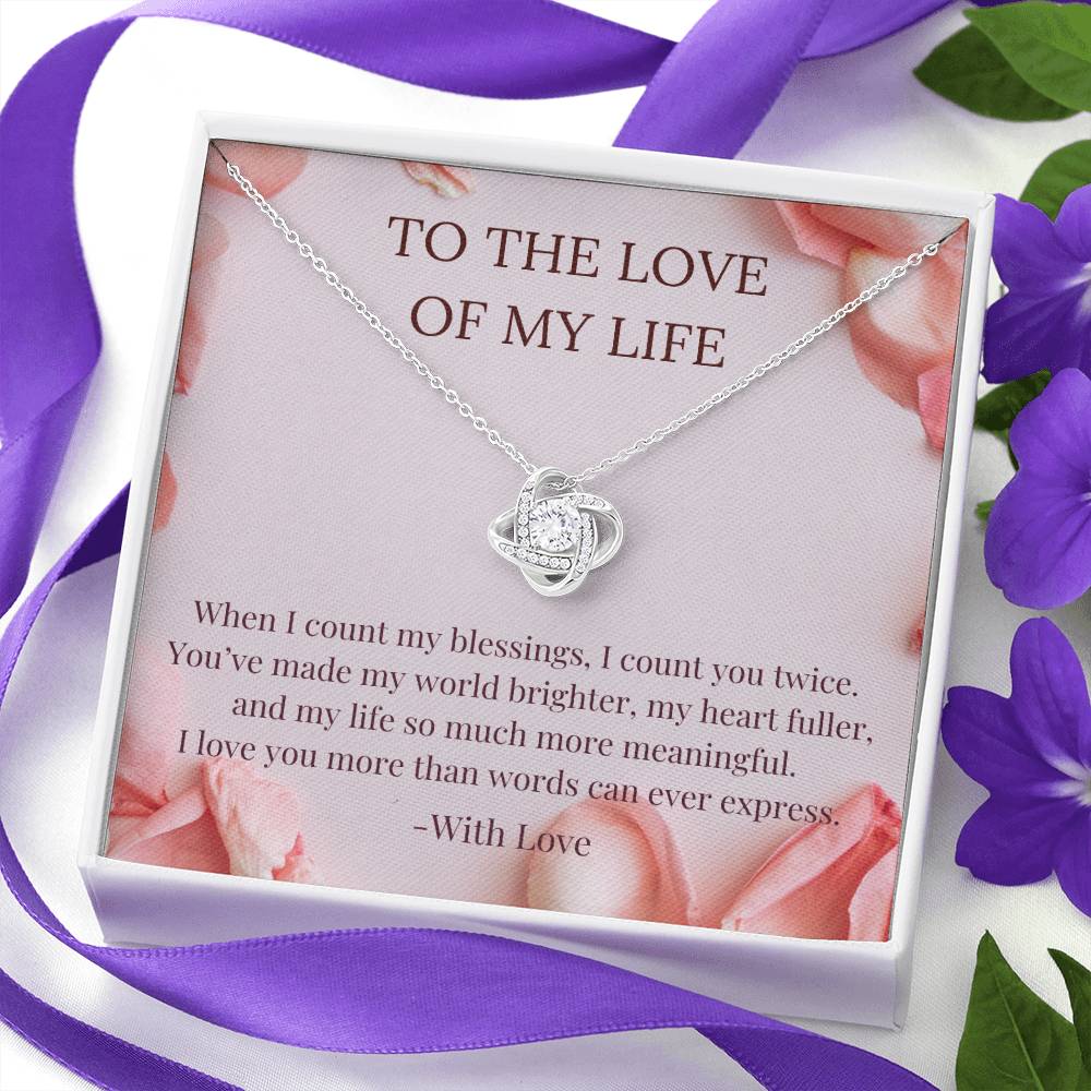 PoshShimmer™ Love Knot Necklace with Message Card for Wife | Symbol of Eternal Love