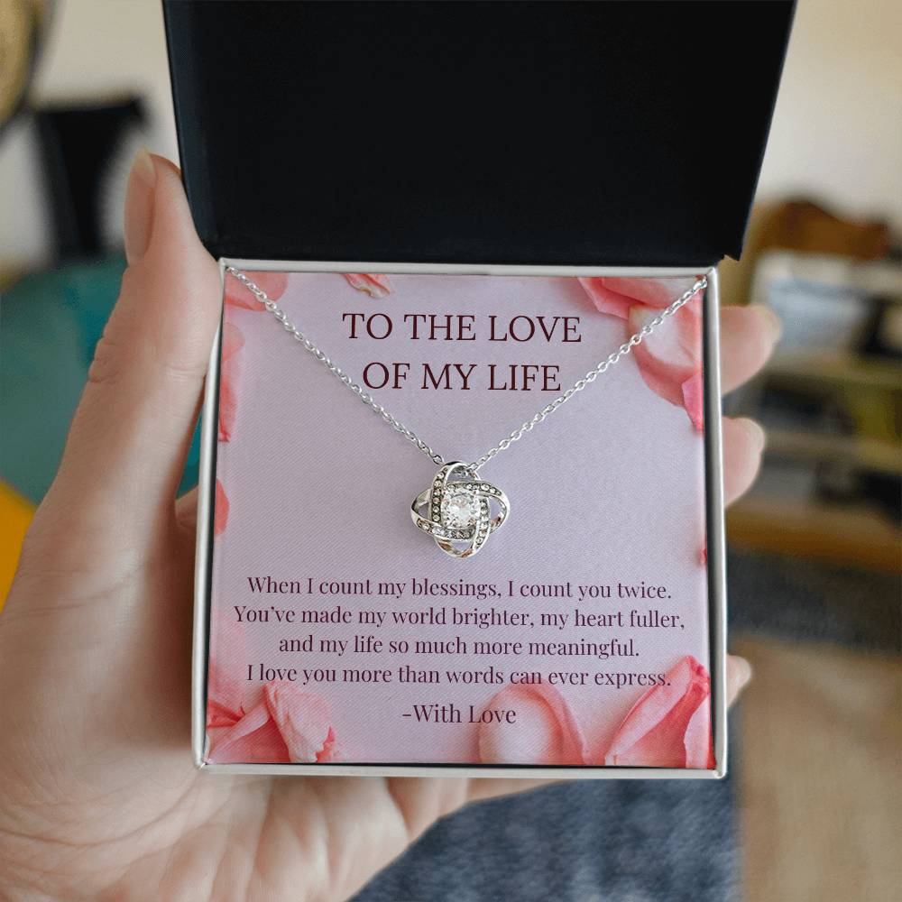 PoshShimmer™ Love Knot Necklace with Message Card for Wife | Symbol of Eternal Love