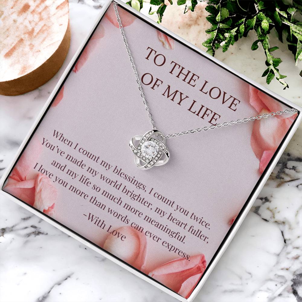 PoshShimmer™ Love Knot Necklace with Message Card for Wife | Symbol of Eternal Love