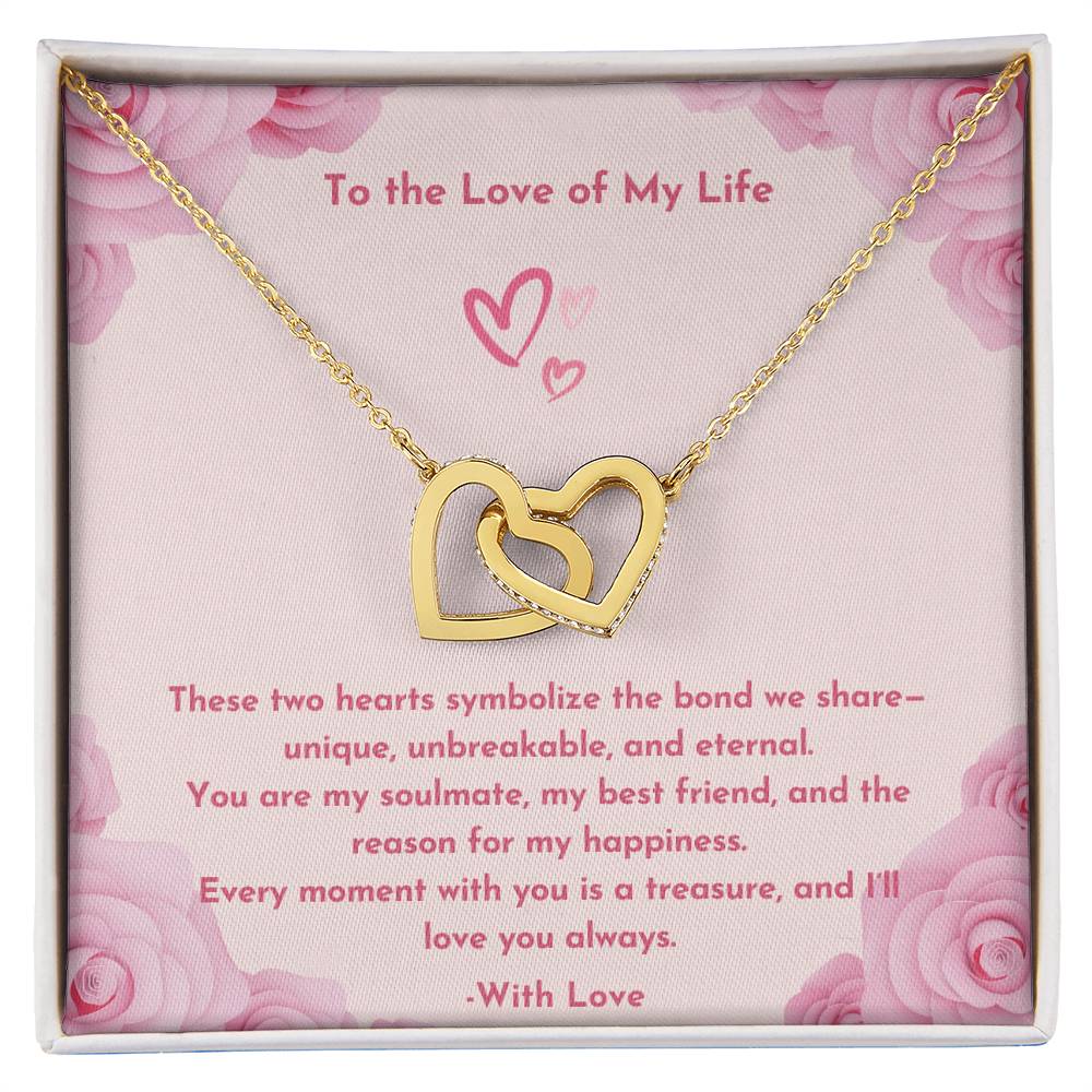 PoshShimmer™ Interlocking Heart Necklace with Message Card for Wife | Symbol of Eternal Love