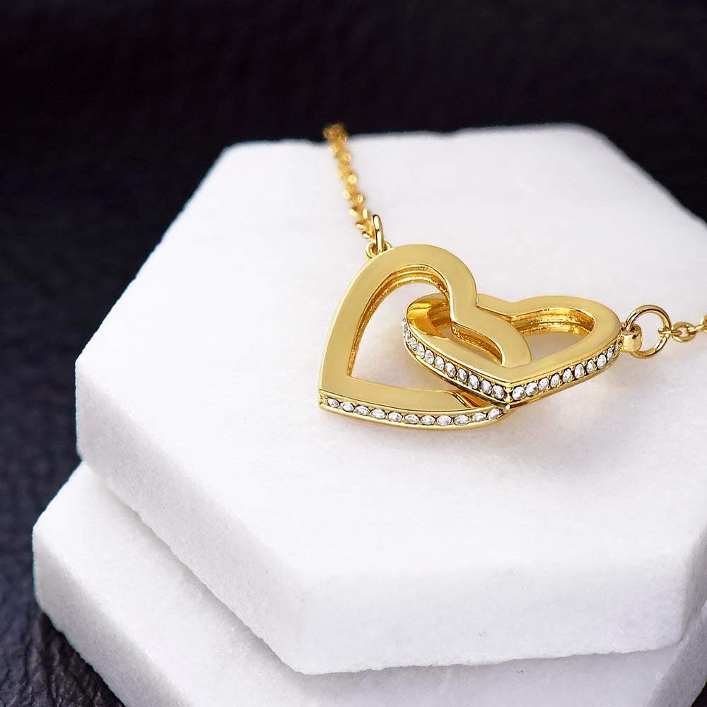 PoshShimmer™ Interlocking Heart Necklace with Message Card for Wife | Symbol of Eternal Love