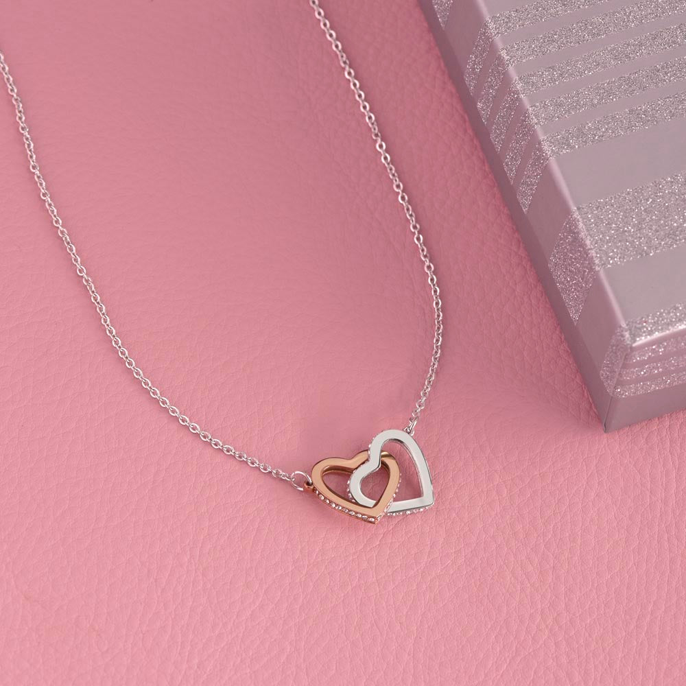 PoshShimmer™ Interlocking Heart Necklace with Message Card for Wife | Symbol of Eternal Love