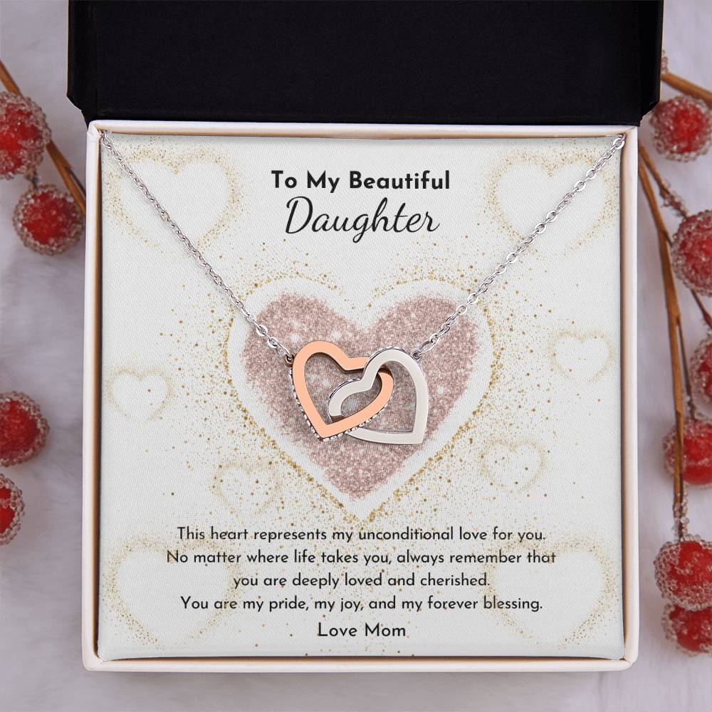 PoshShimmer™ Interlocking Hearts Necklace for Daughter | A Symbol of Love