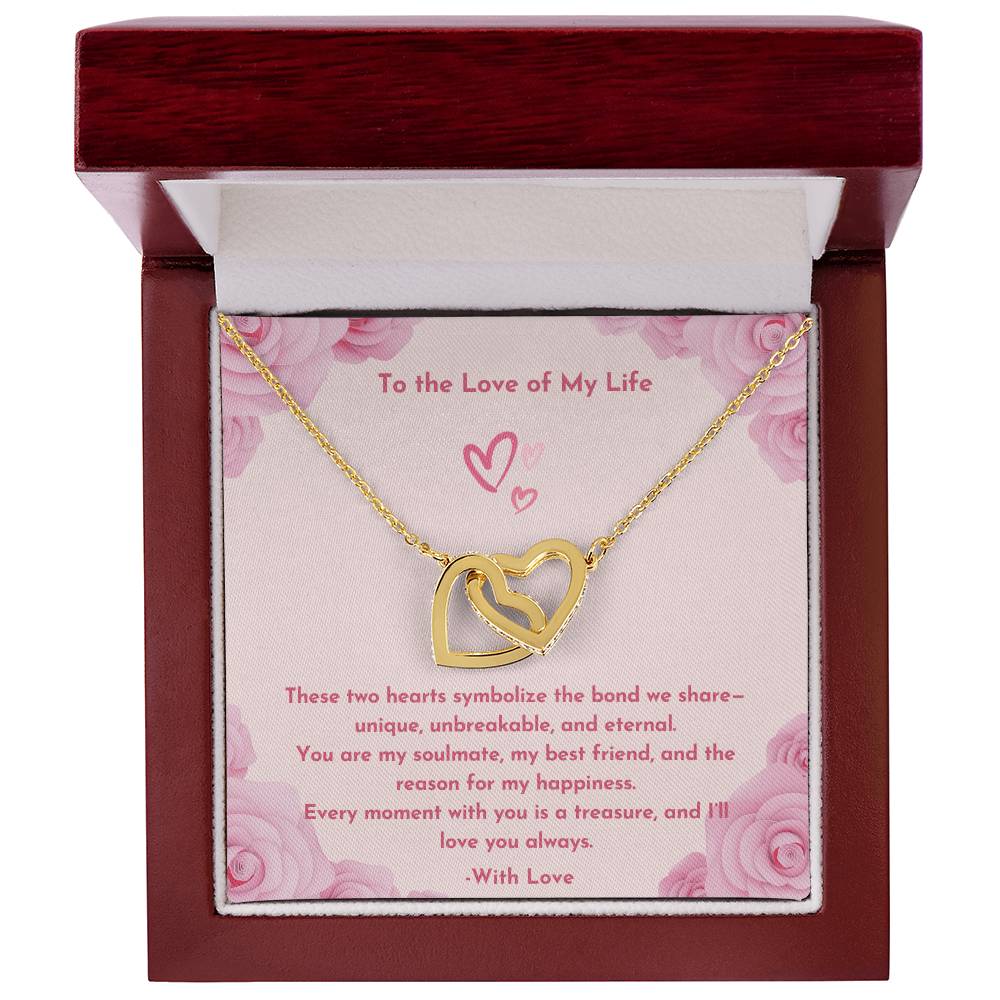 PoshShimmer™ Interlocking Heart Necklace with Message Card for Wife | Symbol of Eternal Love