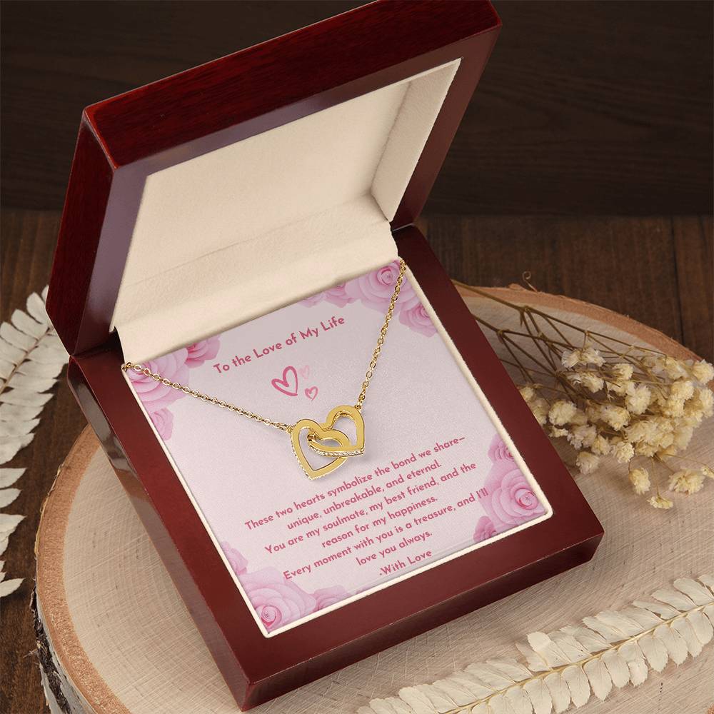 PoshShimmer™ Interlocking Heart Necklace with Message Card for Wife | Symbol of Eternal Love