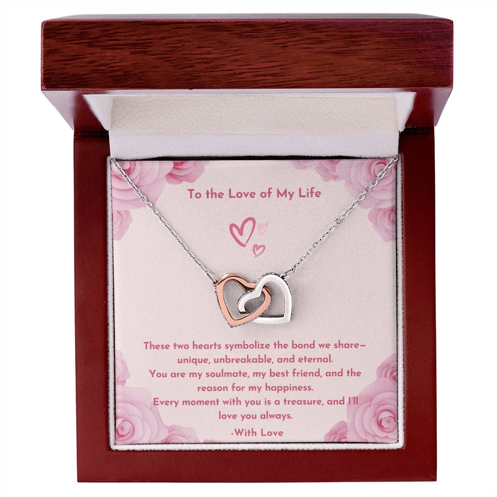 PoshShimmer™ Interlocking Heart Necklace with Message Card for Wife | Symbol of Eternal Love