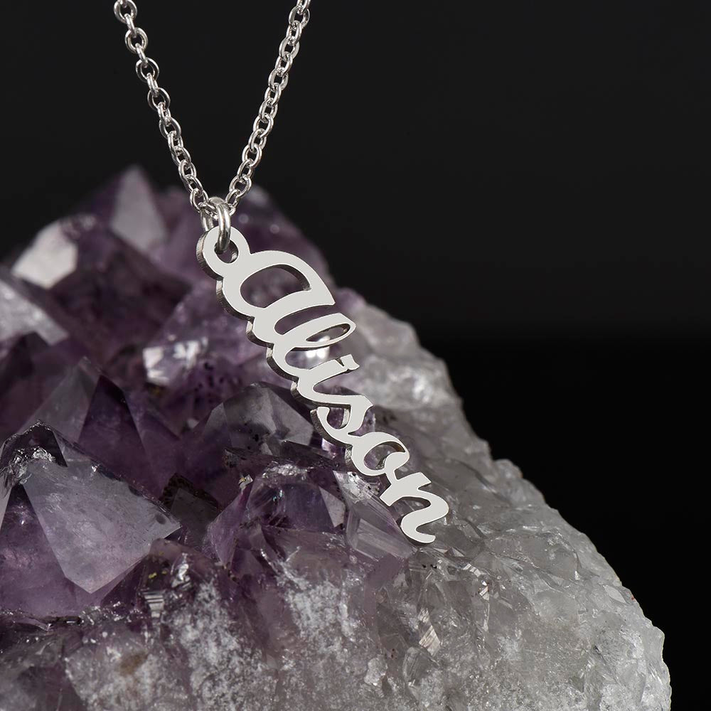 PoshShimmer™ Vertical Name Necklace | Personalized Elegance