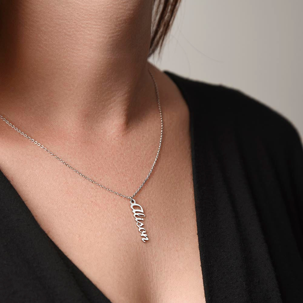 PoshShimmer™ Vertical Name Necklace | Personalized Elegance