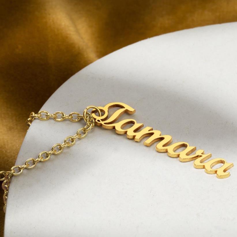 PoshShimmer™ Vertical Name Necklace | Personalized Elegance