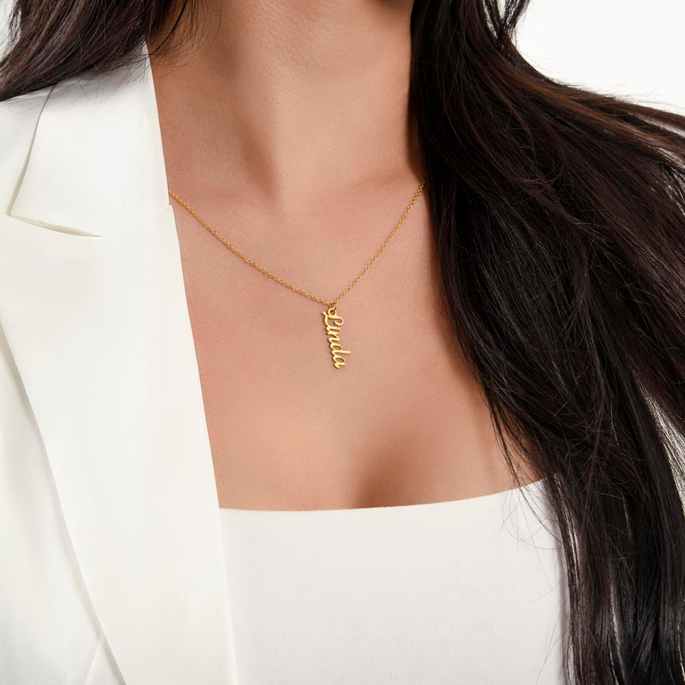 PoshShimmer™ Vertical Name Necklace | Personalized Elegance