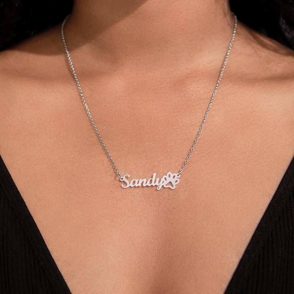 PoshShimmer™ Personalized Paw Name Necklace | Custom Jewelry for Pet Lovers