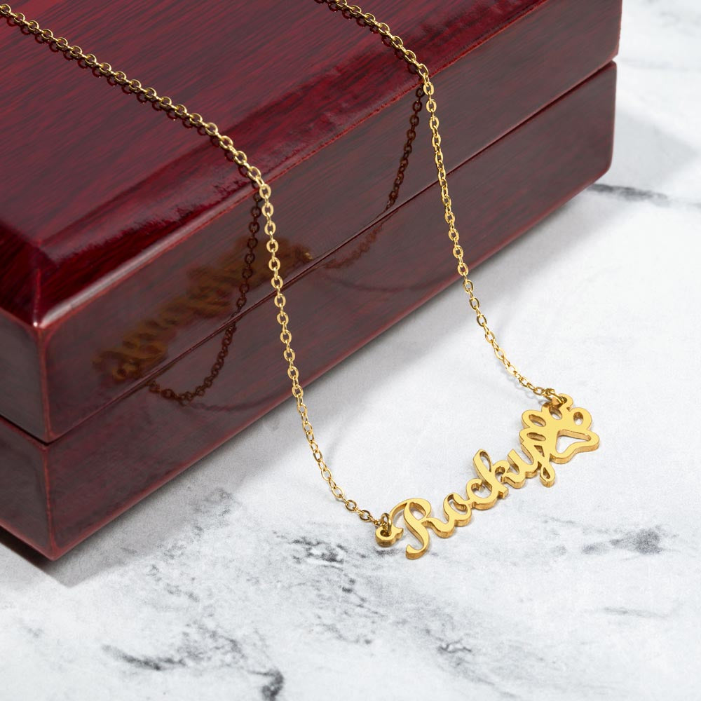 PoshShimmer™ Personalized Paw Name Necklace | Custom Jewelry for Pet Lovers