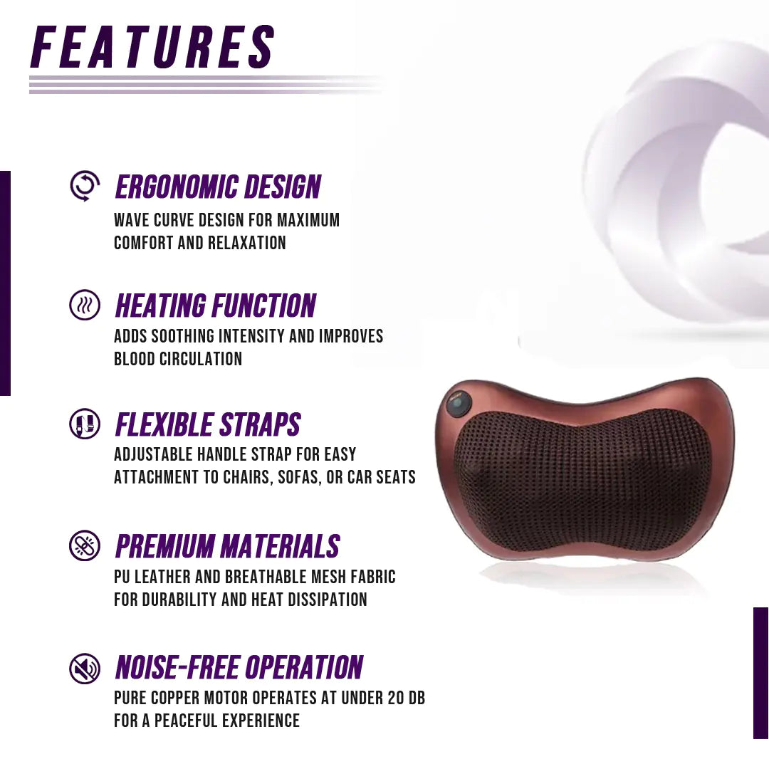 PoshSerenity™ Heated Back & Neck Massage Pillow | Soothing Comfort for Everyday Relaxation