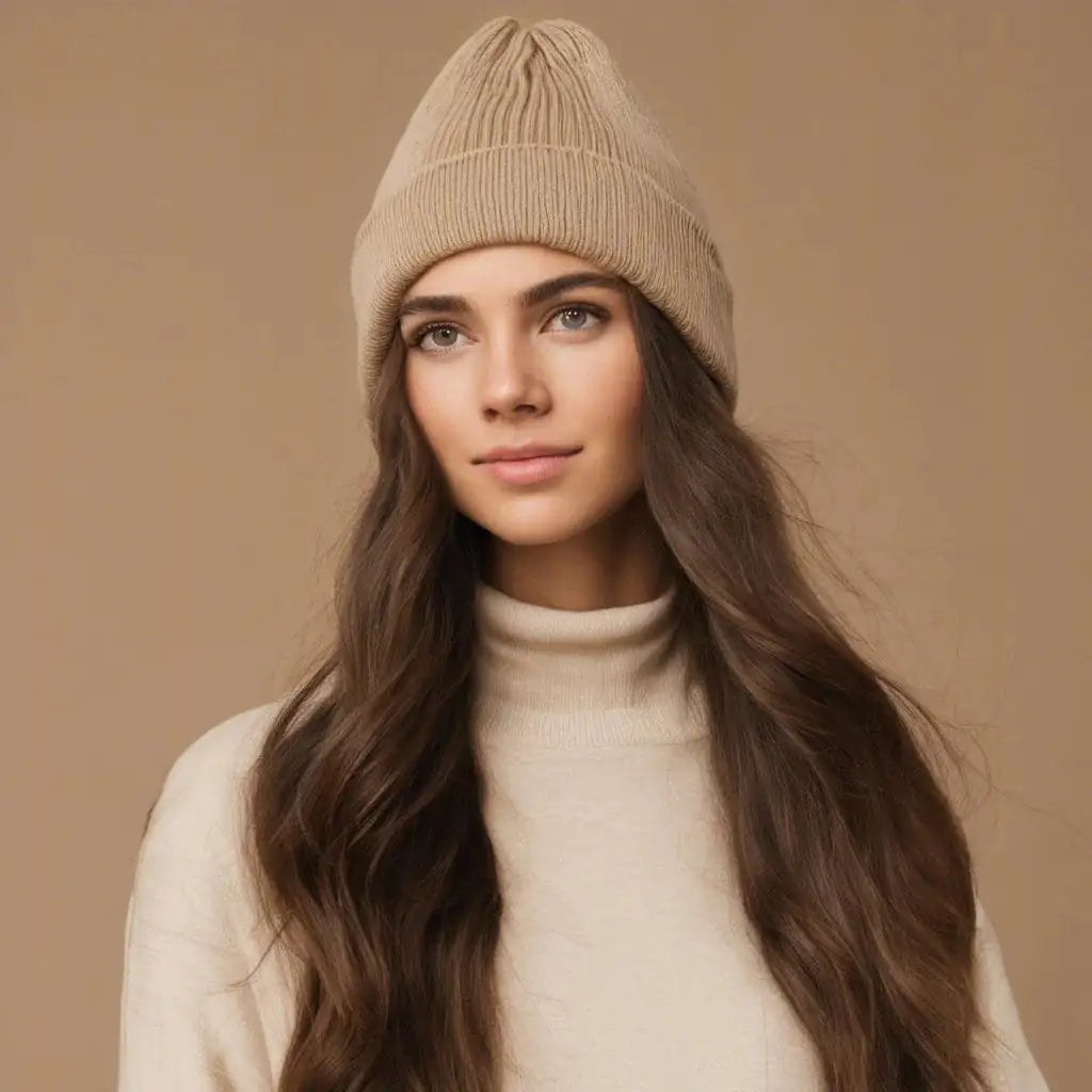 PoshGlam™ Beanie Wool Winter Hat w/ Hair | Cozy Warmth & Timeless Style